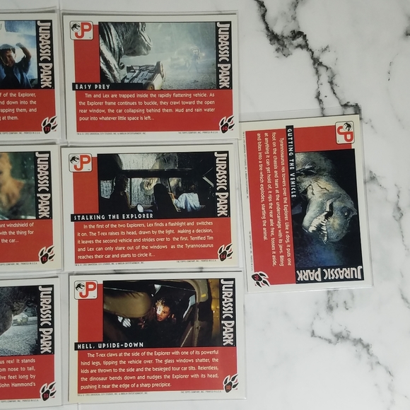 Vintage JP Topps Trading Cards Lot of 10 Jurassic Park Movie Cards Lot #12 - Picture 8 of 9